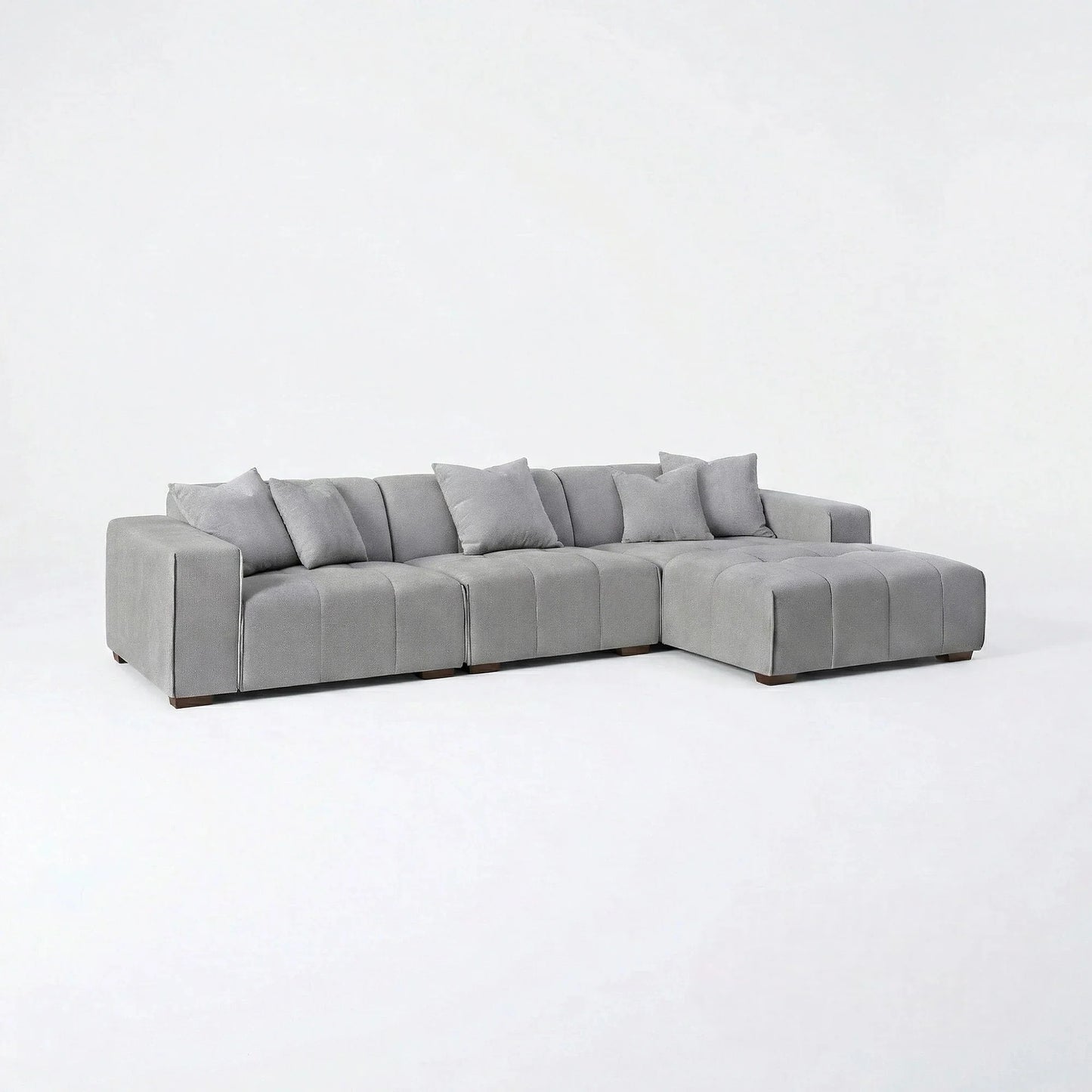 ALUXO Leonard Right Hand Facing Corner Sofa In Cloudy Grey Boucle Fabric