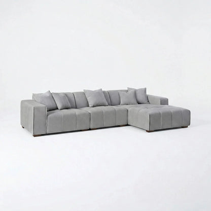 ALUXO Leonard Right Hand Facing Corner Sofa In Cloudy Grey Boucle Fabric