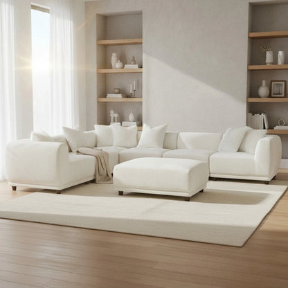 ALUXO Lottie Modular Footstool In Polar White Boucle Fabric