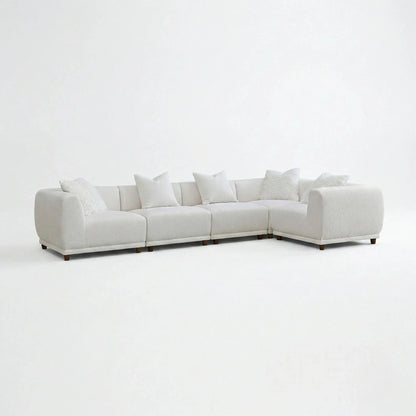 ALUXO Lottie 5 Seater Modular Corner Sofa In Polar White Boucle Fabric