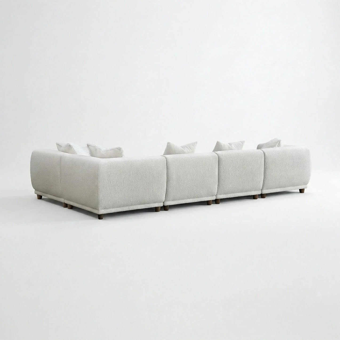 ALUXO Lottie 5 Seater Modular Corner Sofa In Polar White Boucle Fabric