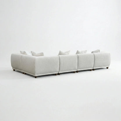 ALUXO Lottie 5 Seater Modular Corner Sofa In Polar White Boucle Fabric