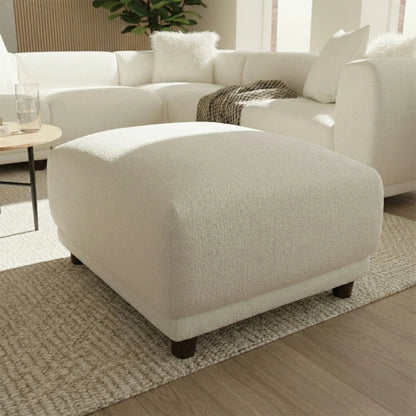 ALUXO Lottie Modular Footstool In Polar White Boucle Fabric