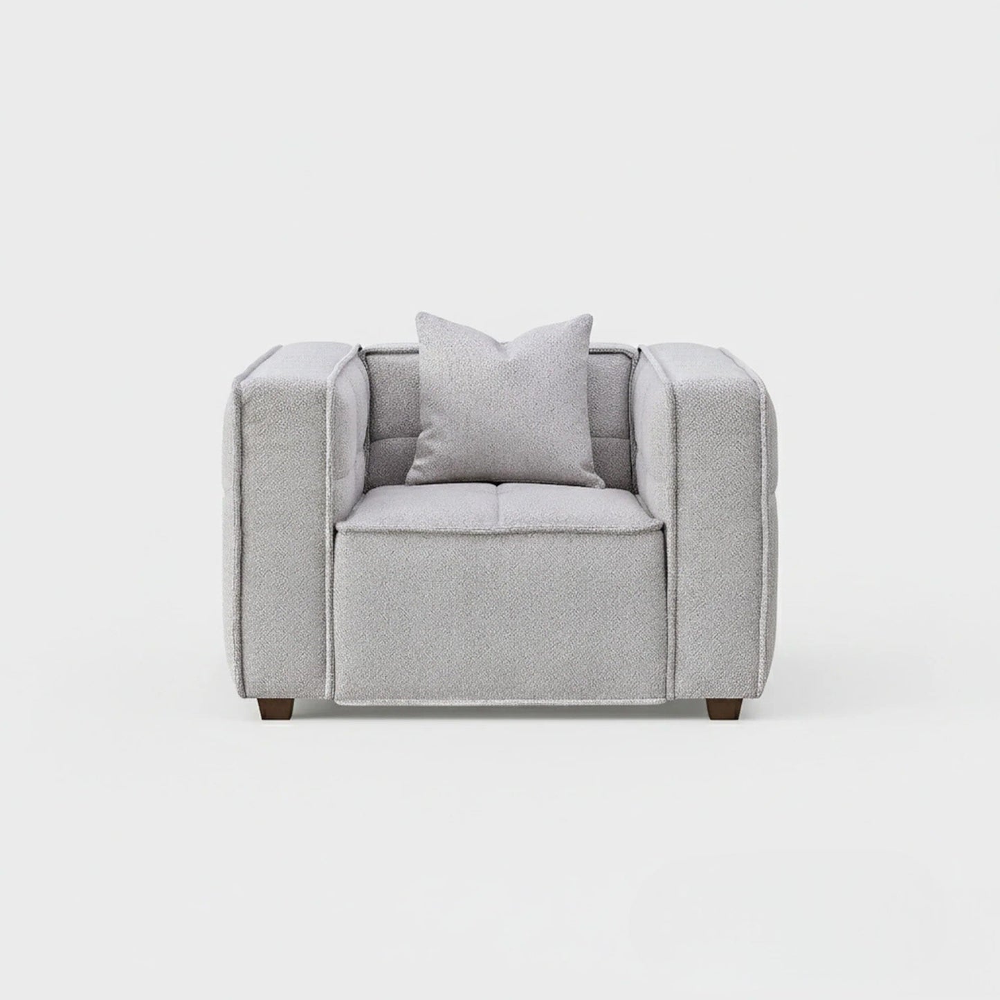 ALUXO Murray Modern Chesterfield Design Armchair In Putty Boucle Fabric