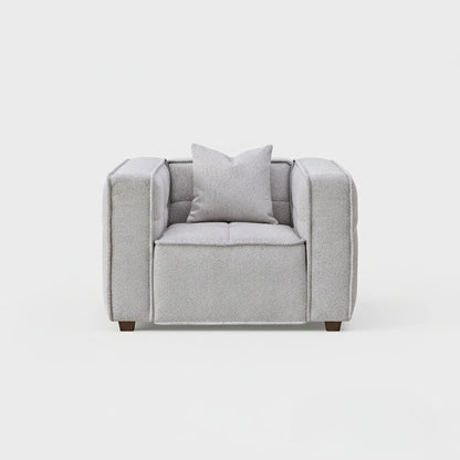 ALUXO Murray Modern Chesterfield Design Armchair In Putty Boucle Fabric