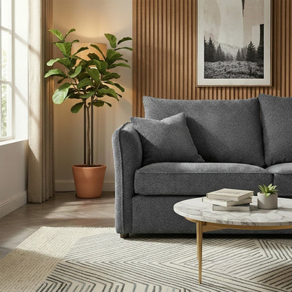 ALUXO Rubin Right Hand Facing Corner Sofa In Charcoal Grey Boucle Fabric