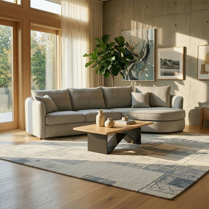 ALUXO Rubin Right Hand Facing Corner Sofa In Charcoal Grey Boucle Fabric