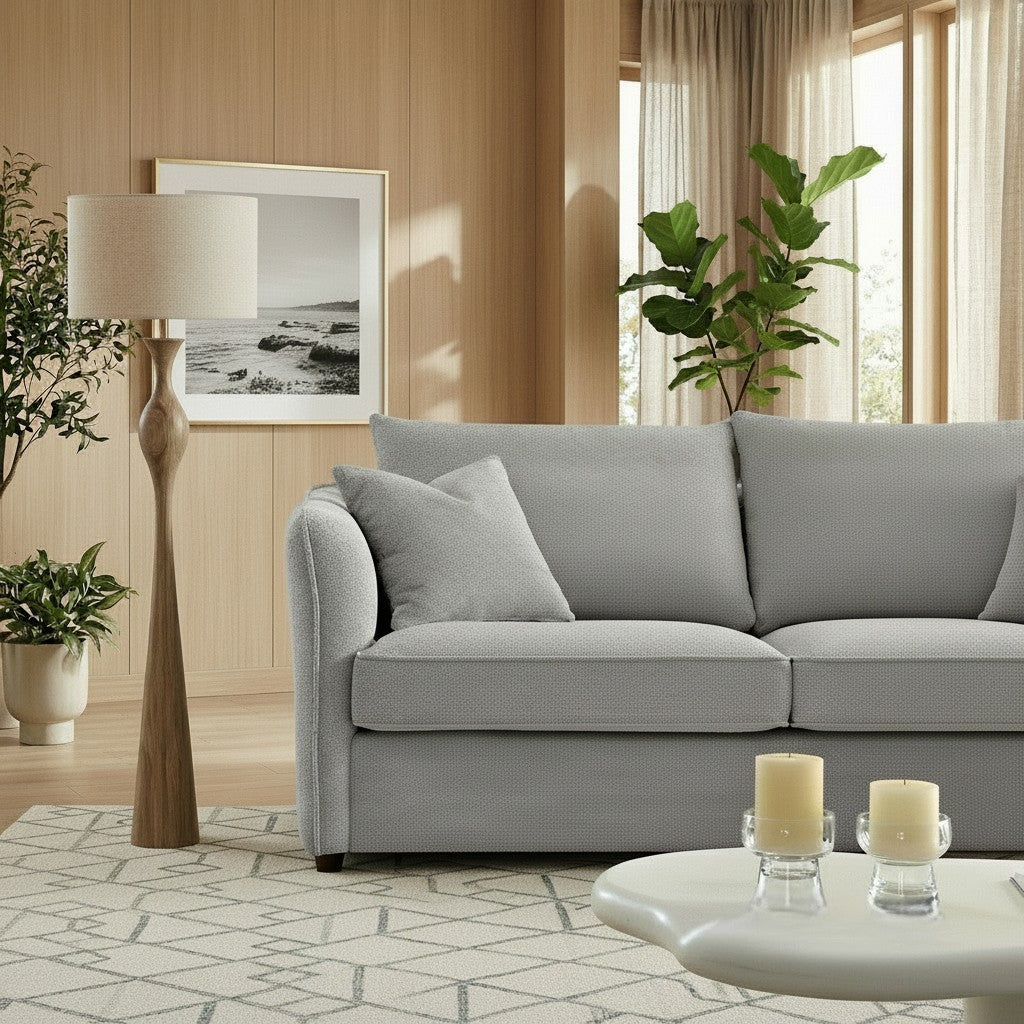 ALUXO Rubin Right Hand Facing Corner Sofa In Charcoal Grey Boucle Fabric