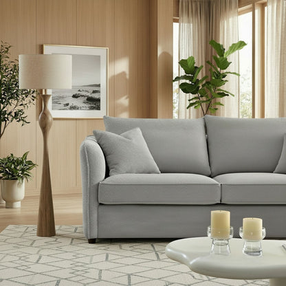 ALUXO Rubin Right Hand Facing Corner Sofa In Charcoal Grey Boucle Fabric