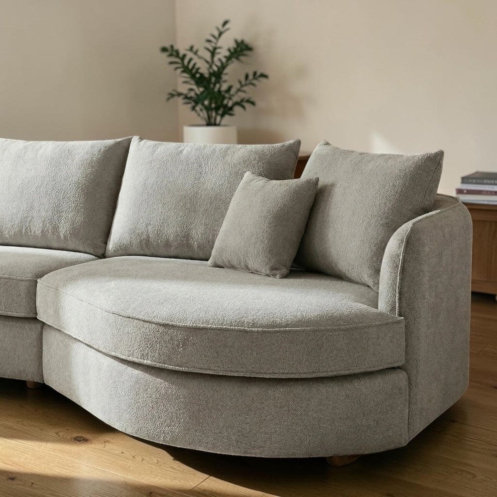 ALUXO Rubin Right Hand Facing Corner Sofa In Pebble Grey Boucle Fabric
