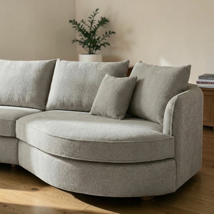 ALUXO Rubin Right Hand Facing Corner Sofa In Pebble Grey Boucle Fabric