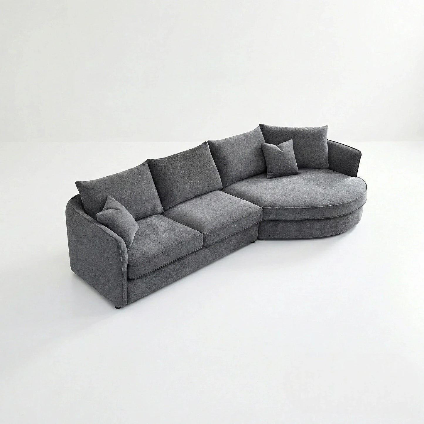 ALUXO Rubin Right Hand Facing Corner Sofa In Pebble Grey Boucle Fabric