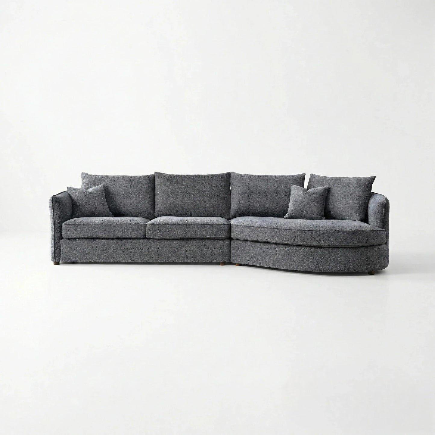 ALUXO Rubin Right Hand Facing Corner Sofa In Pebble Grey Boucle Fabric