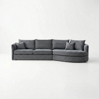 ALUXO Rubin Right Hand Facing Corner Sofa In Pebble Grey Boucle Fabric