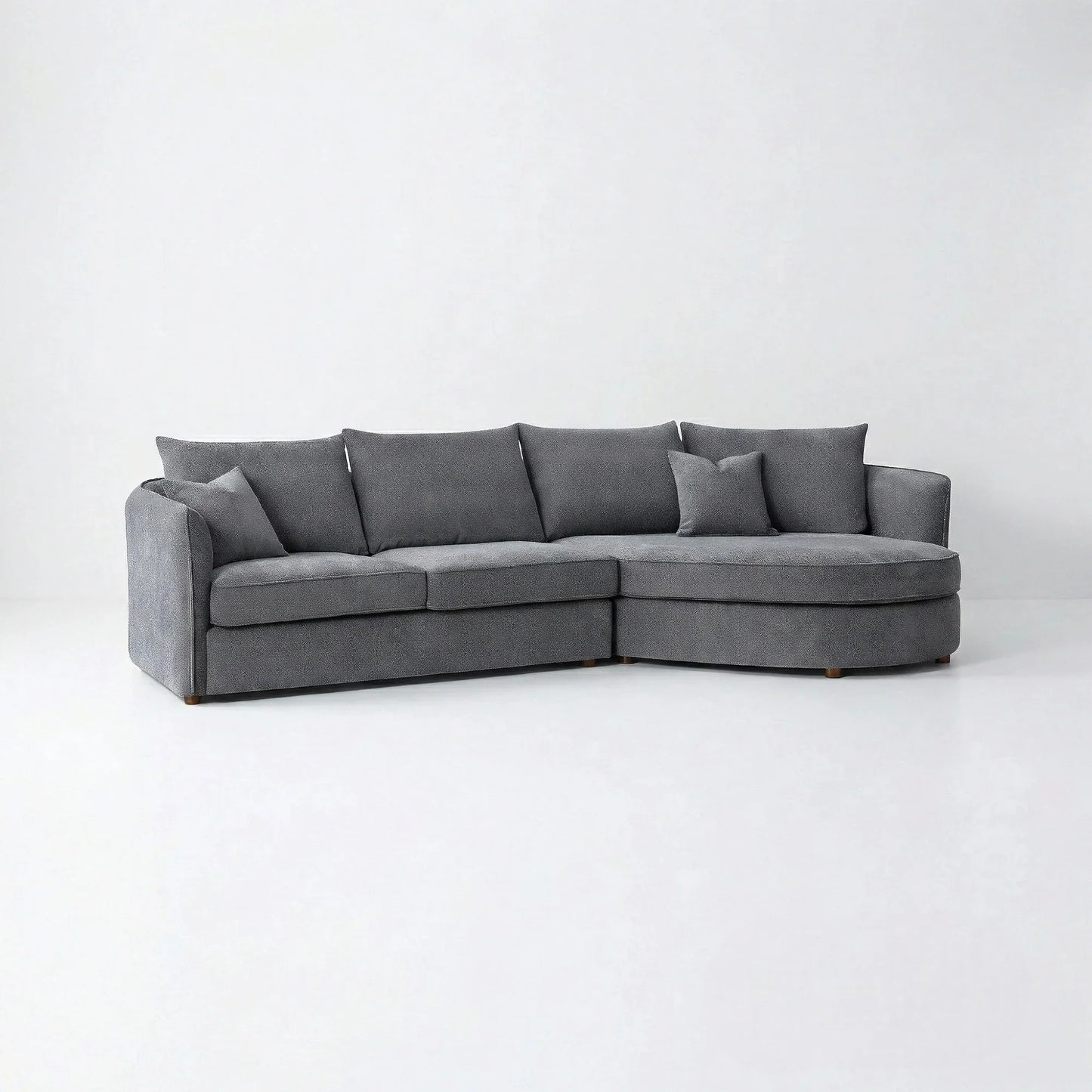 ALUXO Rubin Right Hand Facing Corner Sofa In Charcoal Grey Boucle Fabric