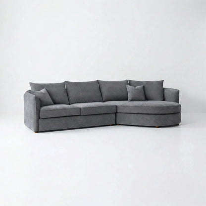 ALUXO Rubin Right Hand Facing Corner Sofa In Pebble Grey Boucle Fabric