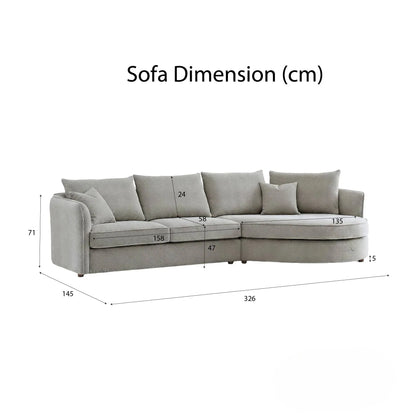 ALUXO Rubin Right Hand Facing Corner Sofa In Charcoal Grey Boucle Fabric