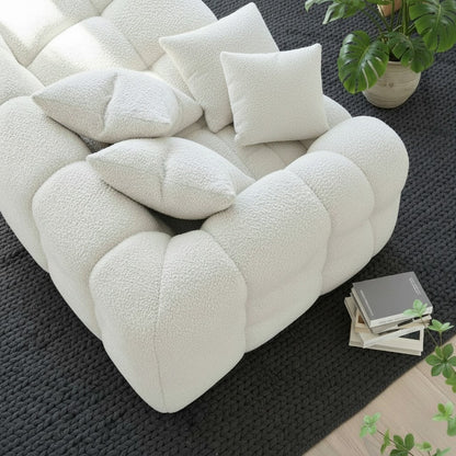 ALUXO Tribeca Bubble 4 Seater Large Sofa In Pearl Boucle Fabric