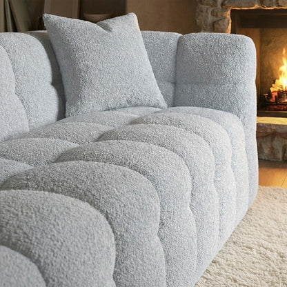 ALUXO Tribeca Bubble 4 Seater Large Sofa In Oatmeal Beige Boucle Fabric