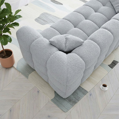 ALUXO Tribeca Bubble 3 Seater Sofa In Pearl Boucle Fabric