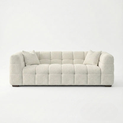 ALUXO Tribeca Bubble 3 Seater Sofa In Oatmeal Beige Boucle Fabric
