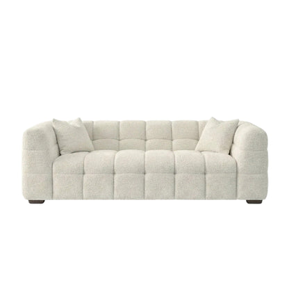 ALUXO Tribeca Bubble 3 Seater Sofa In Pearl Boucle Fabric