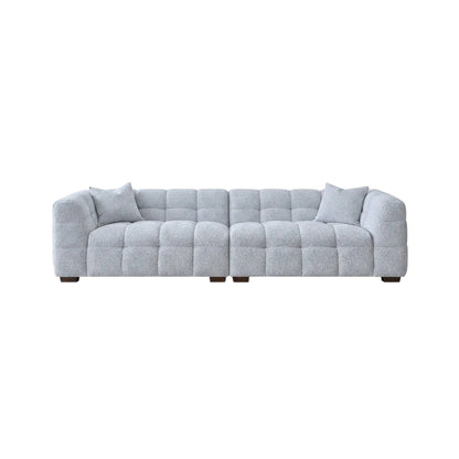 ALUXO Tribeca Bubble 4 Seater Large Sofa In Pearl Boucle Fabric