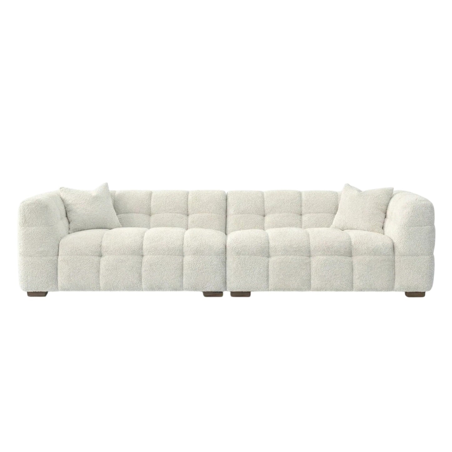 ALUXO Tribeca Bubble 4 Seater Large Sofa In Pearl Boucle Fabric