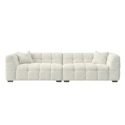 ALUXO Tribeca Bubble 4 Seater Large Sofa In Oatmeal Beige Boucle Fabric