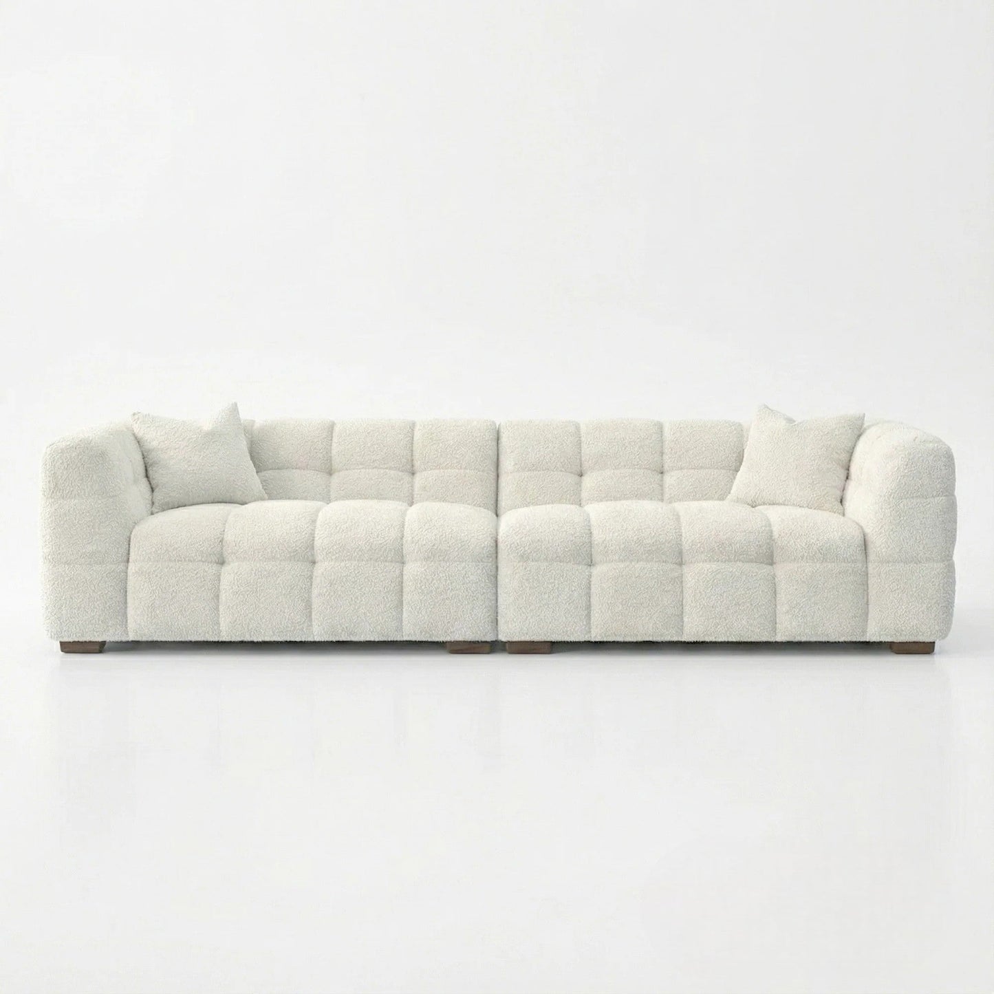 ALUXO Tribeca Bubble 4 Seater Large Sofa In Oatmeal Beige Boucle Fabric