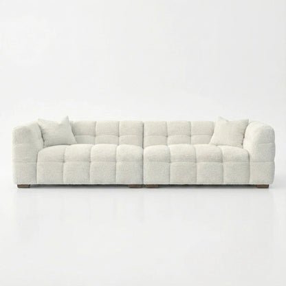 ALUXO Tribeca Bubble 4 Seater Large Sofa In Oatmeal Beige Boucle Fabric