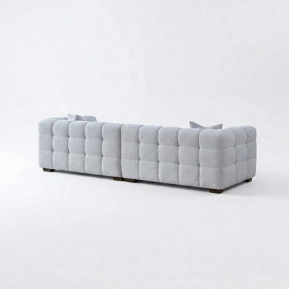 ALUXO Tribeca Bubble 4 Seater Large Sofa In Oatmeal Beige Boucle Fabric