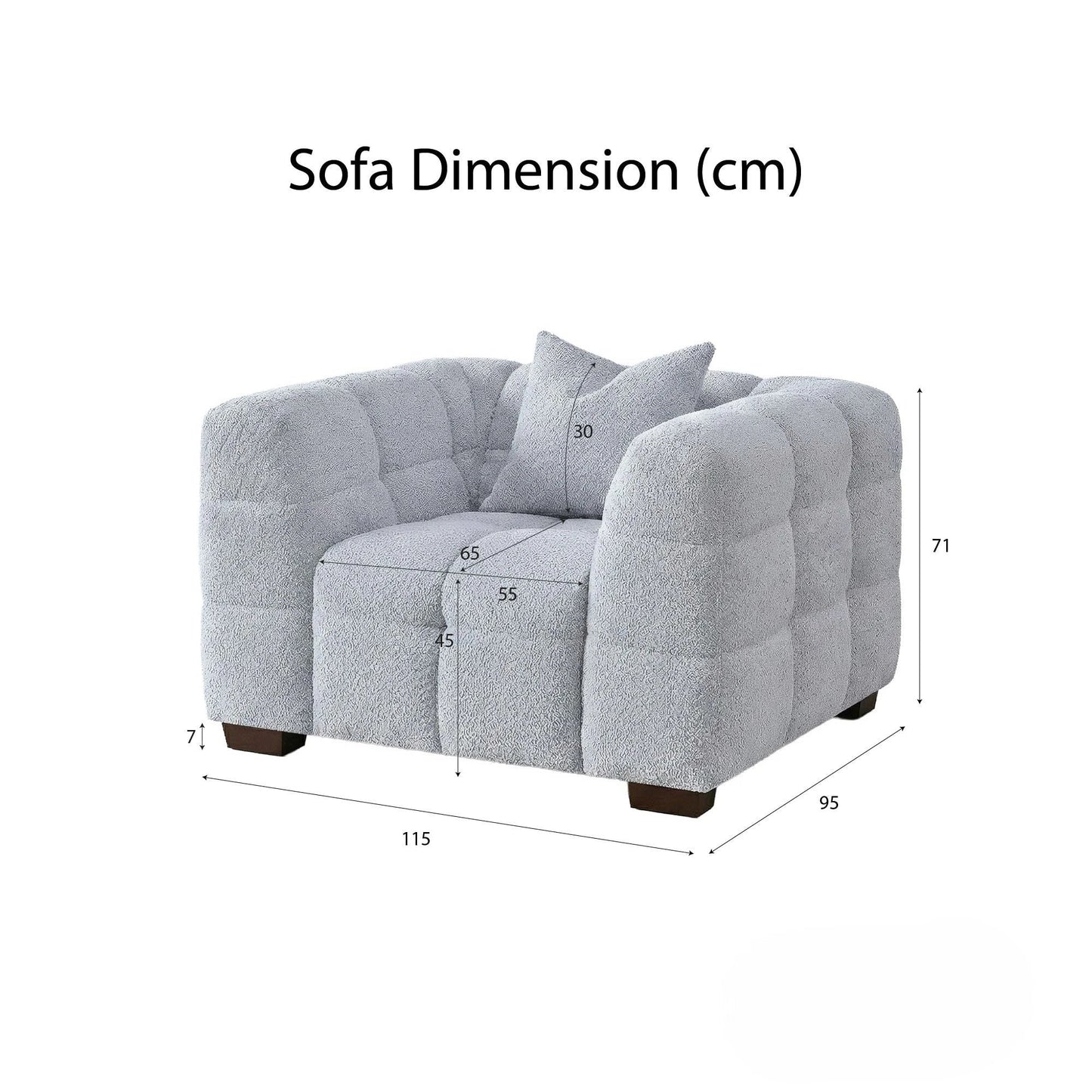 ALUXO Tribeca Bubble Armchair In Pearl Boucle Fabric