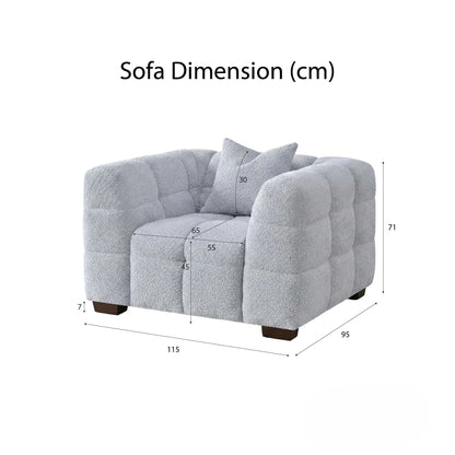 ALUXO Tribeca Bubble Armchair In Pearl Boucle Fabric