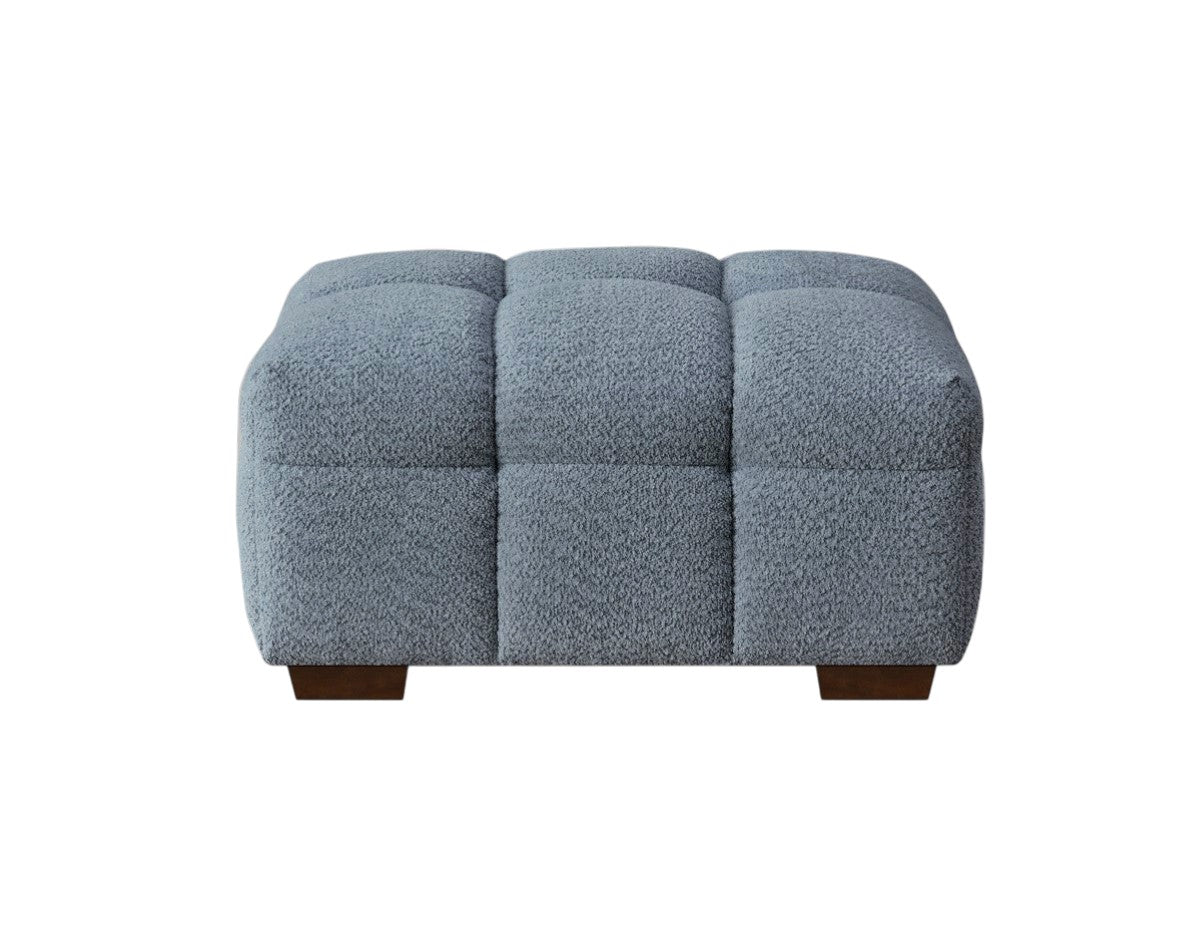 ALUXO Tribeca Bubble Upholstered Footstool In Pearl Boucle Fabric