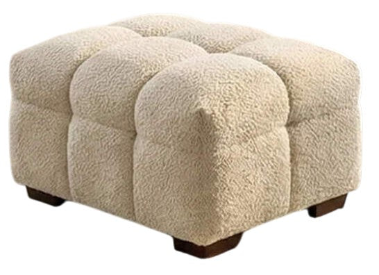 ALUXO Tribeca Bubble Upholstered Footstool In Oatmeal Beige Boucle Fabric