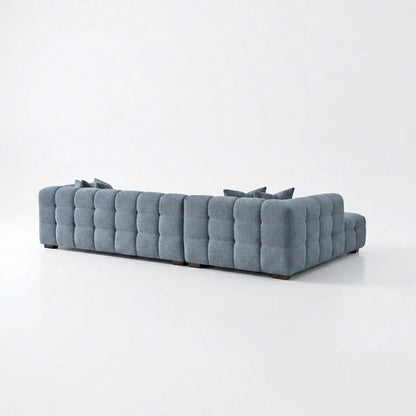 ALUXO Tribeca Bubble Left Hand Facing Corner Sofa In Oatmeal Beige Boucle Fabric