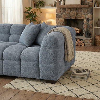 ALUXO Tribeca Bubble Left Hand Facing Corner Sofa In Oatmeal Beige Boucle Fabric