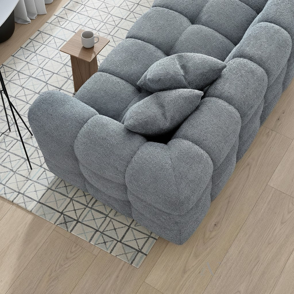 ALUXO Tribeca Bubble Left Hand Facing Corner Sofa In Iron Grey Boucle Fabric