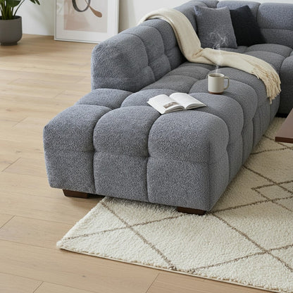 ALUXO Tribeca Bubble Left Hand Facing Corner Sofa In Oatmeal Beige Boucle Fabric