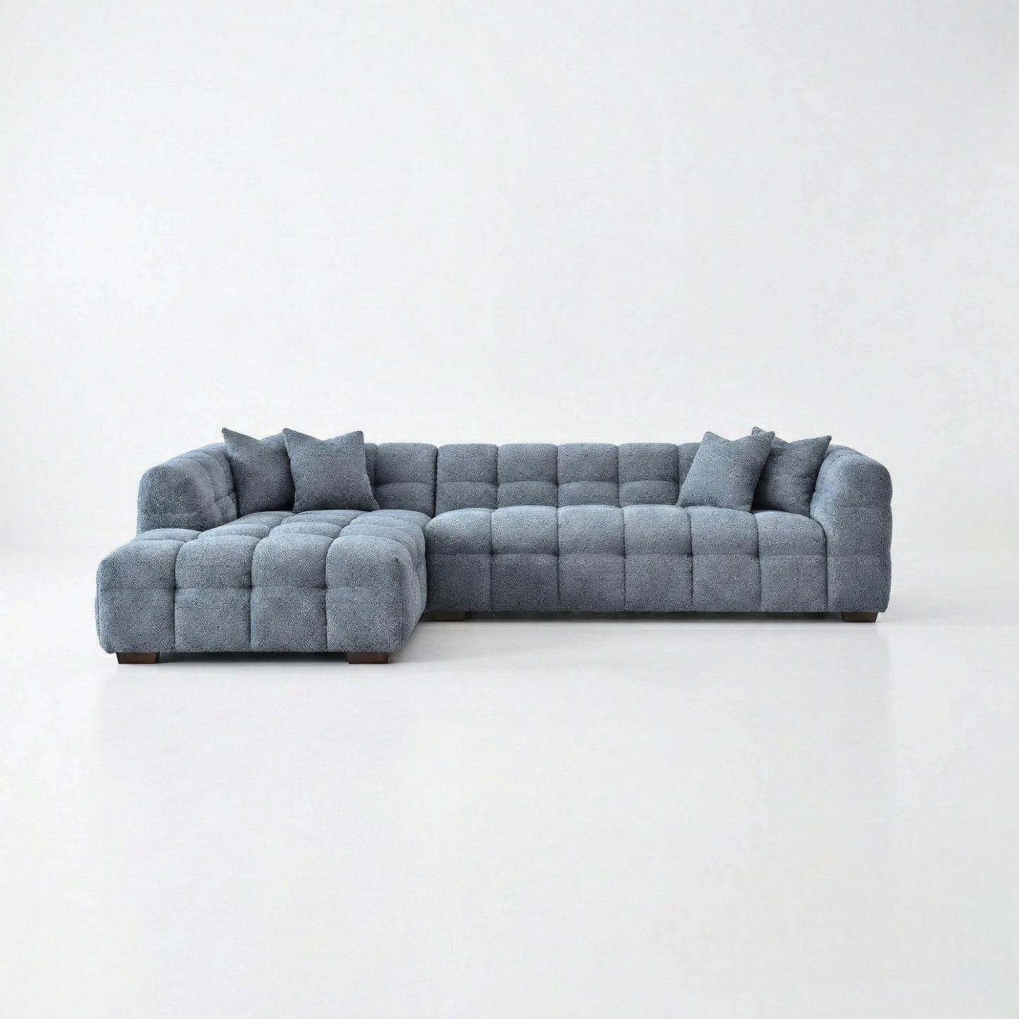 ALUXO Tribeca Bubble Left Hand Facing Corner Sofa In Oatmeal Beige Boucle Fabric