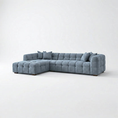 ALUXO Tribeca Bubble Left Hand Facing Corner Sofa In Oatmeal Beige Boucle Fabric