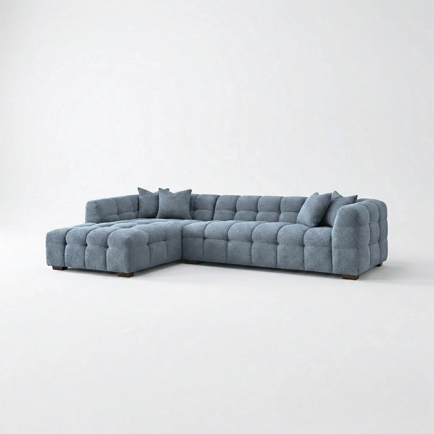 ALUXO Tribeca Bubble Left Hand Facing Corner Sofa In Iron Grey Boucle Fabric
