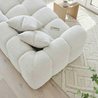 ALUXO Tribeca Bubble Left Hand Facing Corner Sofa In Oatmeal Beige Boucle Fabric
