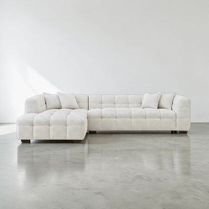 ALUXO Tribeca Bubble Left Hand Facing Corner Sofa In Oatmeal Beige Boucle Fabric