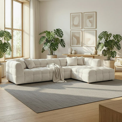 ALUXO Tribeca Bubble Right Hand Facing Corner Sofa In Iron Grey Boucle Fabric