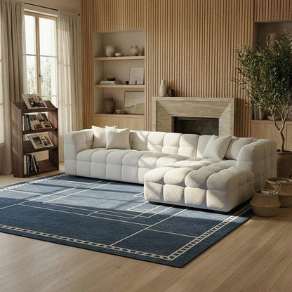 ALUXO Tribeca Bubble Right Hand Facing Corner Sofa In Oatmeal Beige Boucle Fabric