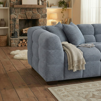 ALUXO Tribeca Bubble Right Hand Facing Corner Sofa In Oatmeal Beige Boucle Fabric