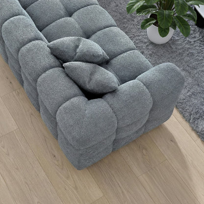 ALUXO Tribeca Bubble Right Hand Facing Corner Sofa In Oatmeal Beige Boucle Fabric