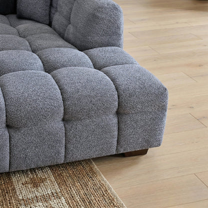 ALUXO Tribeca Bubble Right Hand Facing Corner Sofa In Oatmeal Beige Boucle Fabric